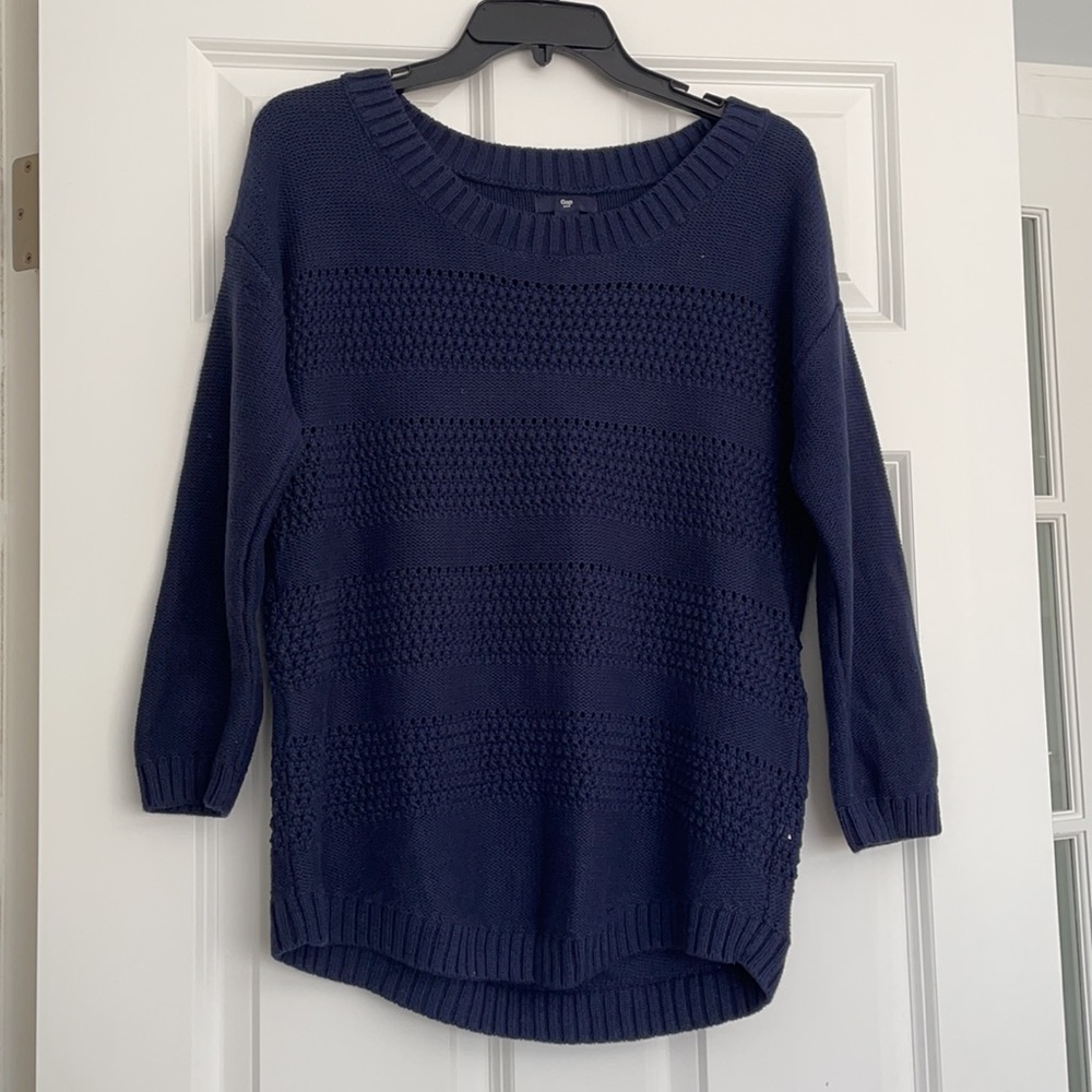 GAP Navy Cable-knit Sweater with Stripe Detailing Sz M